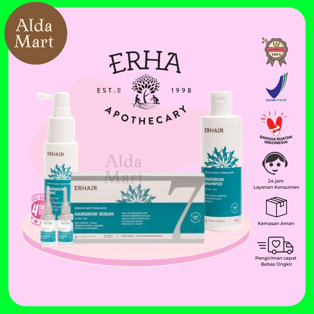 ✿ALDA MART✿ Erhair Erha Rambut Rontok Tonik Rambut Anti Rontok | Serum | Shampoo