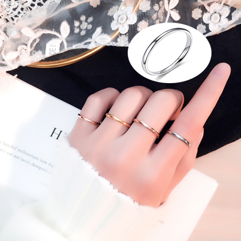 Cincin Pertunangan,Pernikahan Bahan Titanium Steel Lapis,Silver Rose Gold