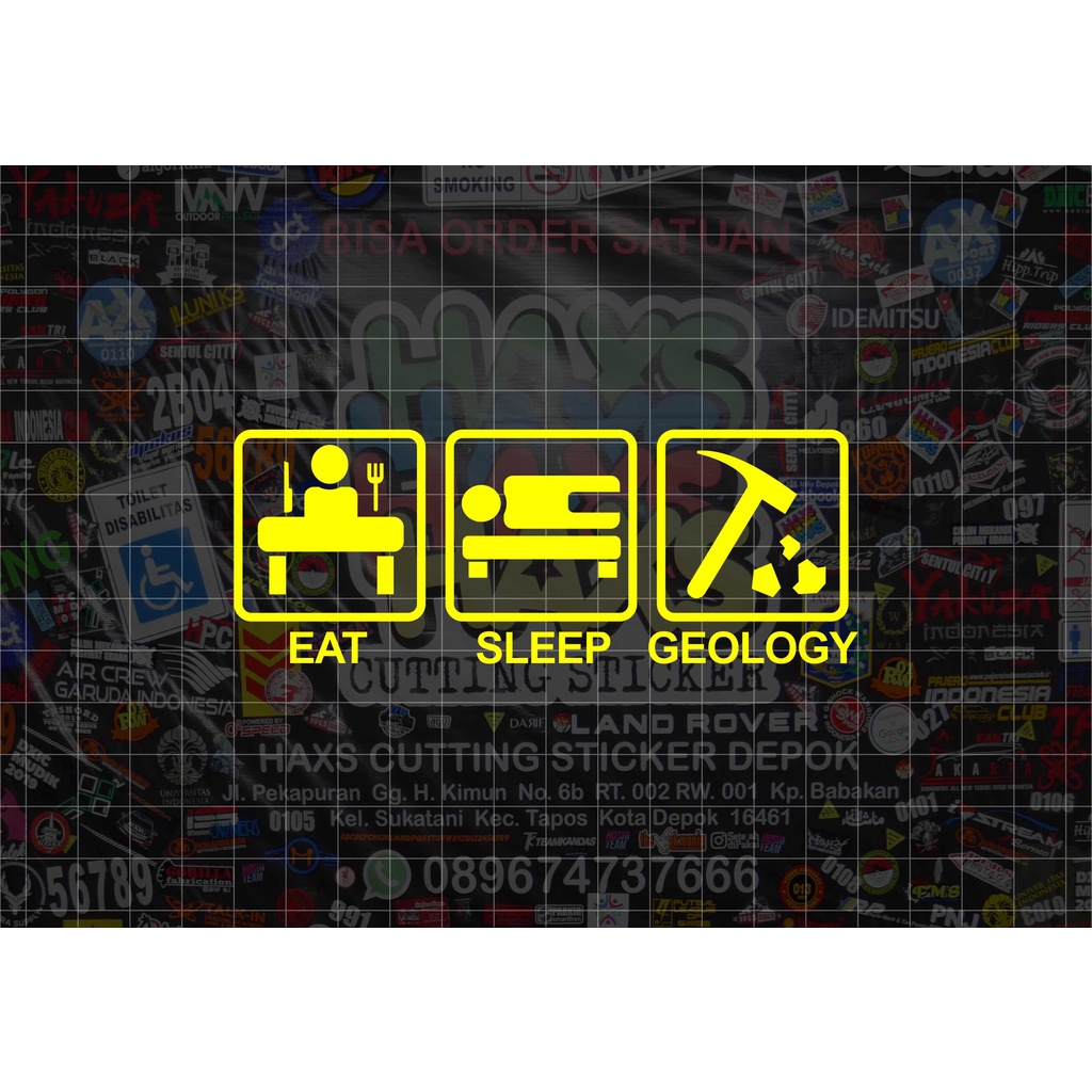 Cutting Sticker Eat Sleep Geology Ukuran 12 Cm