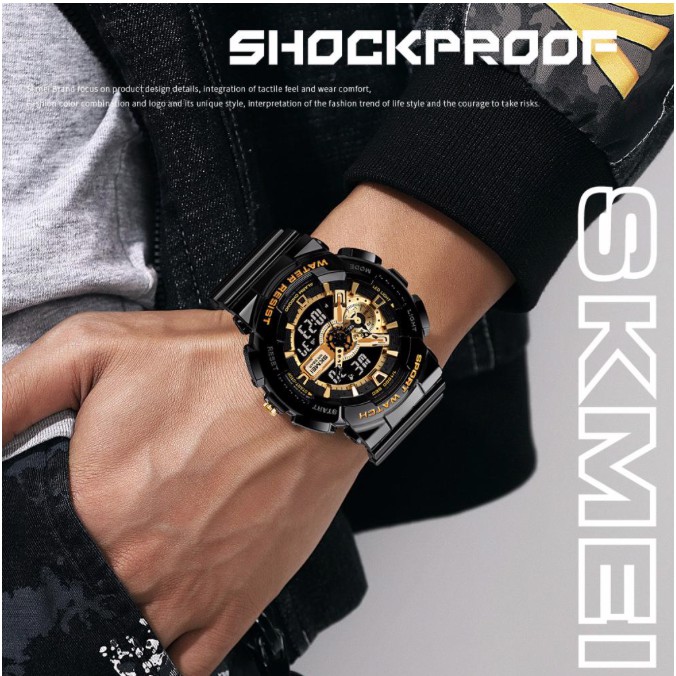 Jam Tangan SKMEI 1688 Fashion Digital Watch Men Shockproof Waterproof Dual Wristwatches LED Chrono