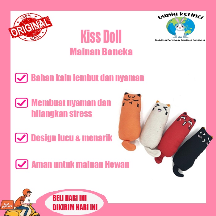 Mainan boneka kucing kiss doll catnip