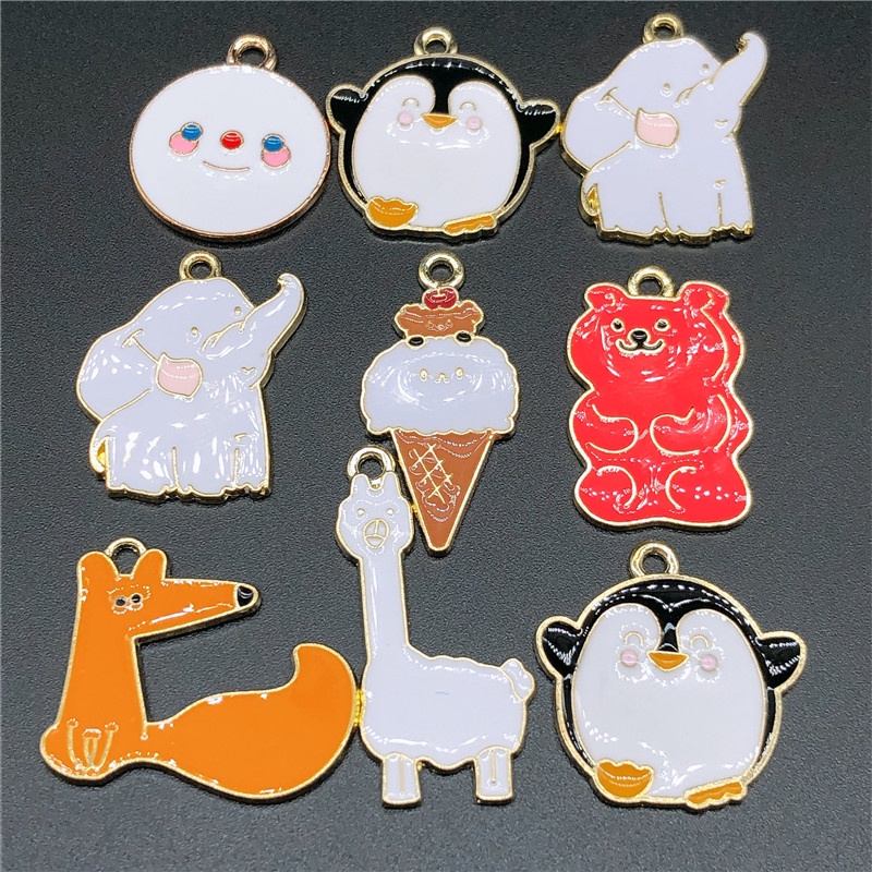 4pcs Liontin Bentuk Hewan Rubah Penguin Gajah Bahan Alloy Untuk Membuat Perhiasan Anting