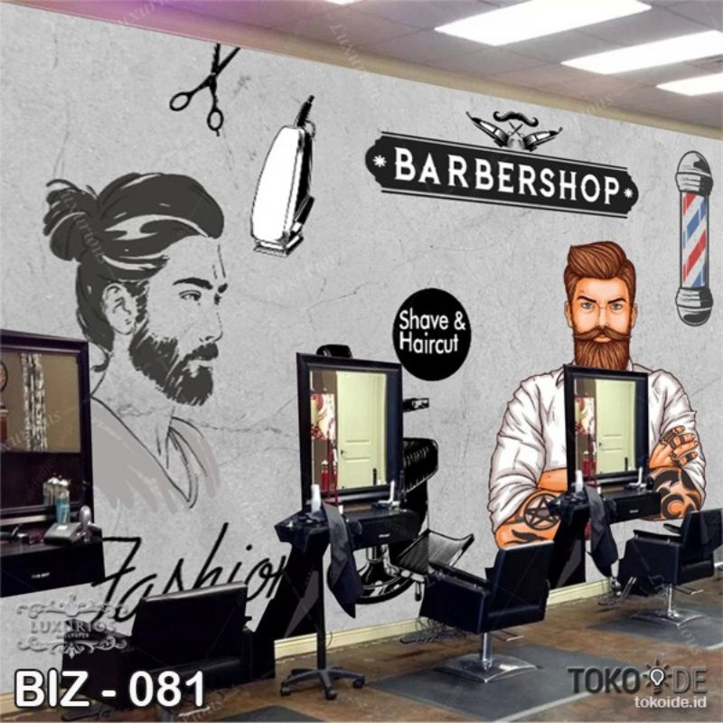 WALLPAPER CUSTOM 3D BARBERSHOP5 PREMIUM QUALITY WALLSTICKER