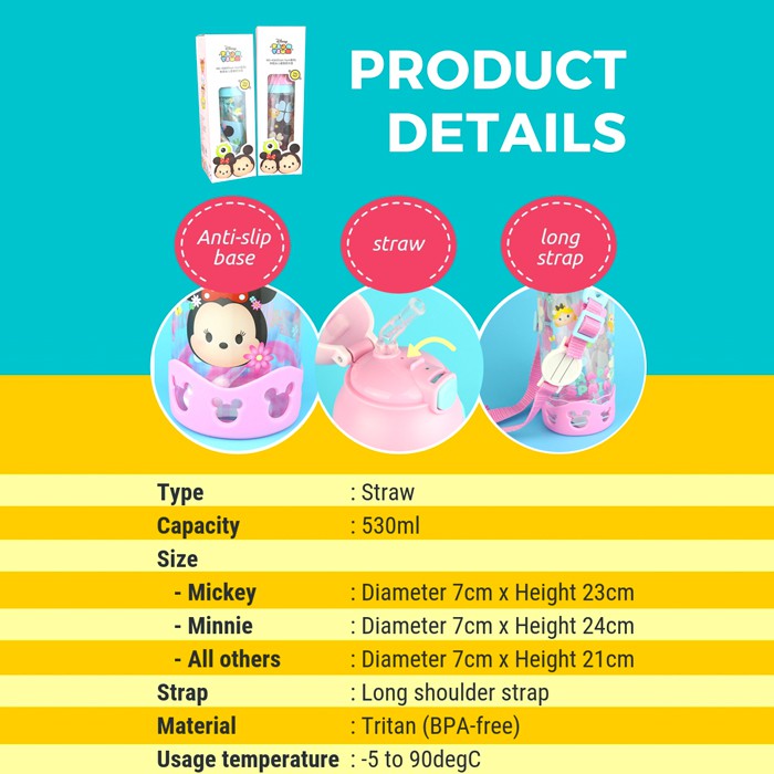 Botol Minum 530ml 4262/4265 Tsum Tsum