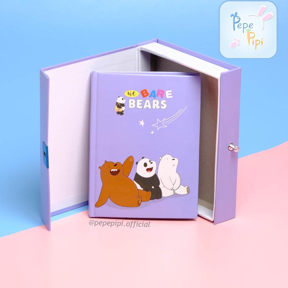 

[KODE 7GLBI] Buku Diary WBB We Bare Bear Note Book Dengan Kunci Gembok Tebal
