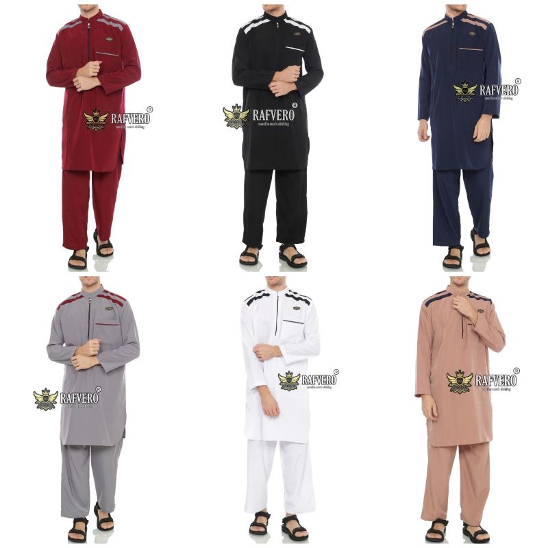 Rafvero Baju Gamis Setelan Pakistan Pria Dewasa Lengan Panjang Azwan