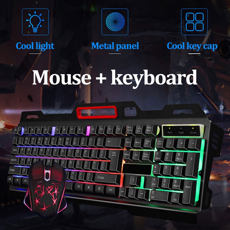 Gaming Keyboard and Mouse Set Colorful LED USB Wired Mechanical RGB Mouse Dan Keyboard CMK198