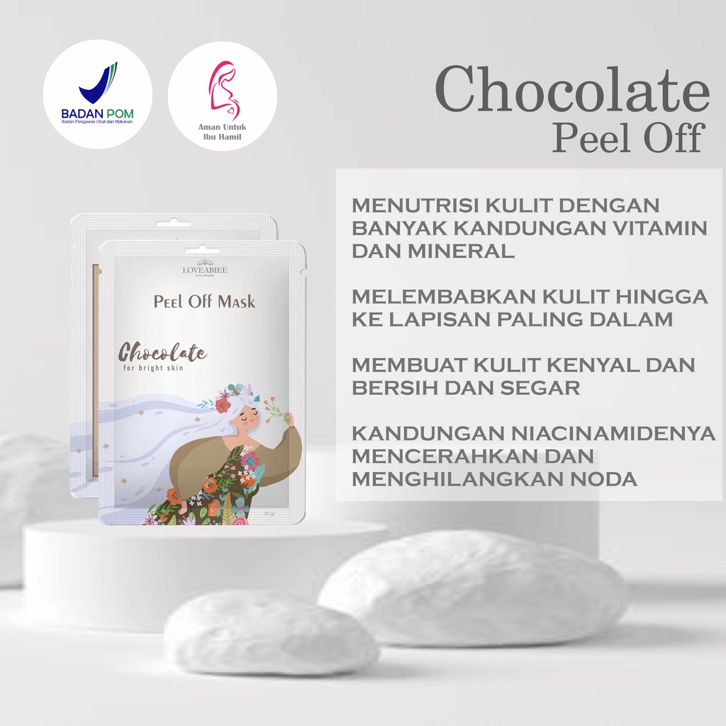 Masker Peel off 30gr by loveabiee beli 6 free (1 Tamanu Oil 30ml, 1 Premium Rose Water, 1 Mangkok 4in1, 1 Pouch)