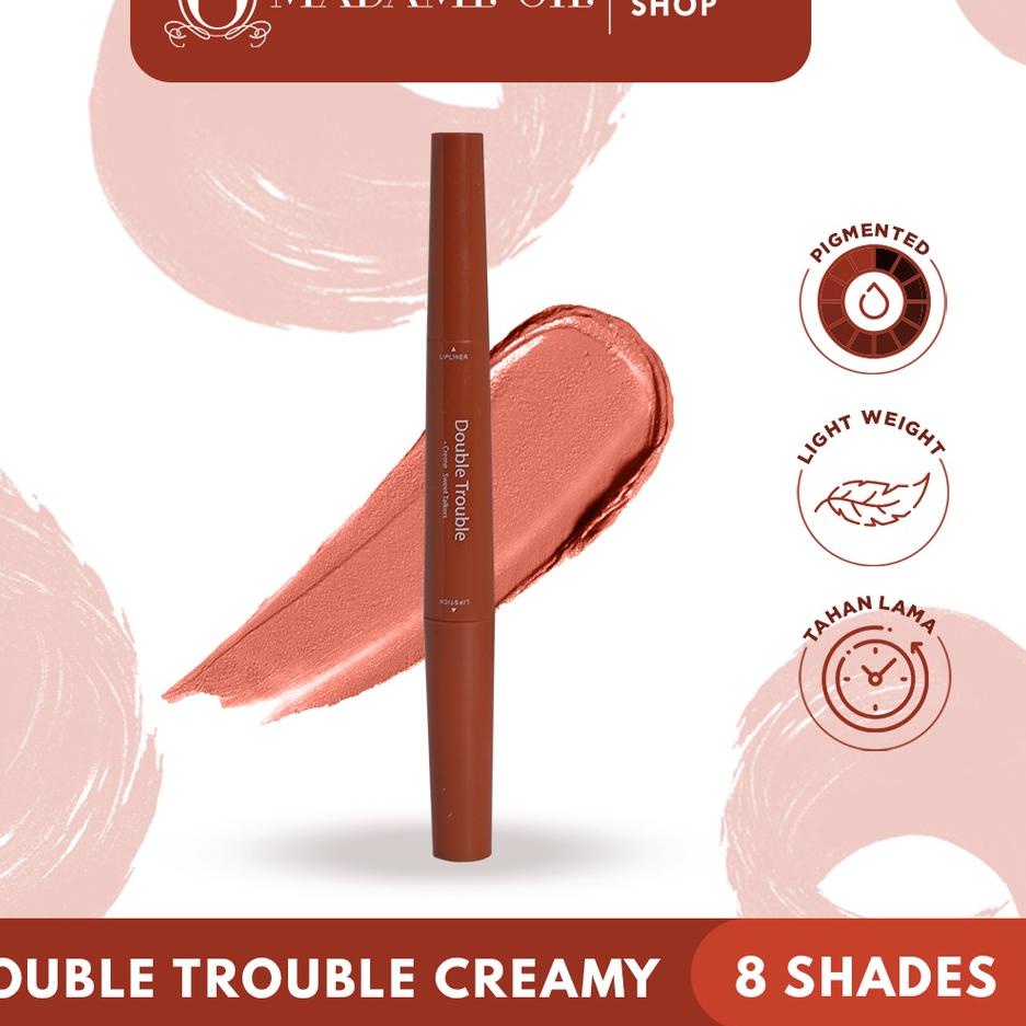 ♥ Madame Gie Double Trouble Creamy – MakeUp Lipstick Two In One ☝