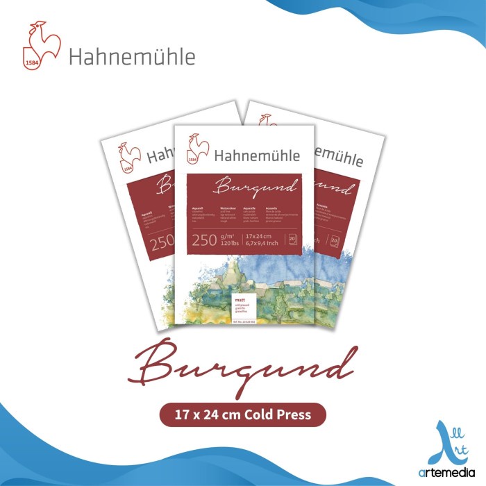 

Hahnemuhle Burgund Watercolor Paper Block Kertas Cat Air