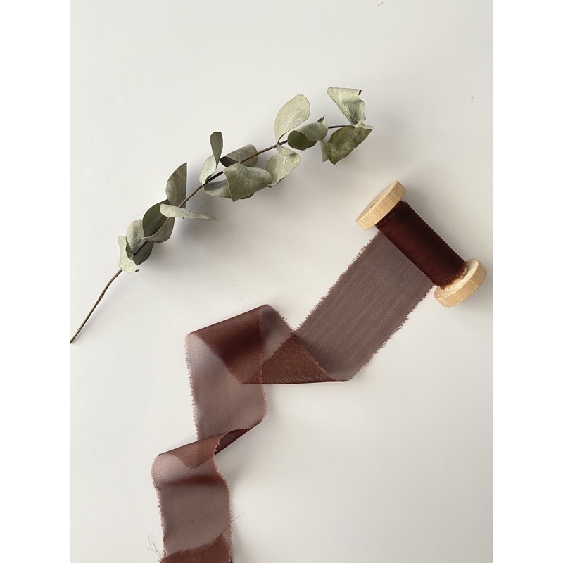 

silk ribbon in bronze - wedding ribbon / calligraphy ribbon / vows ribbon / pita buket / styling