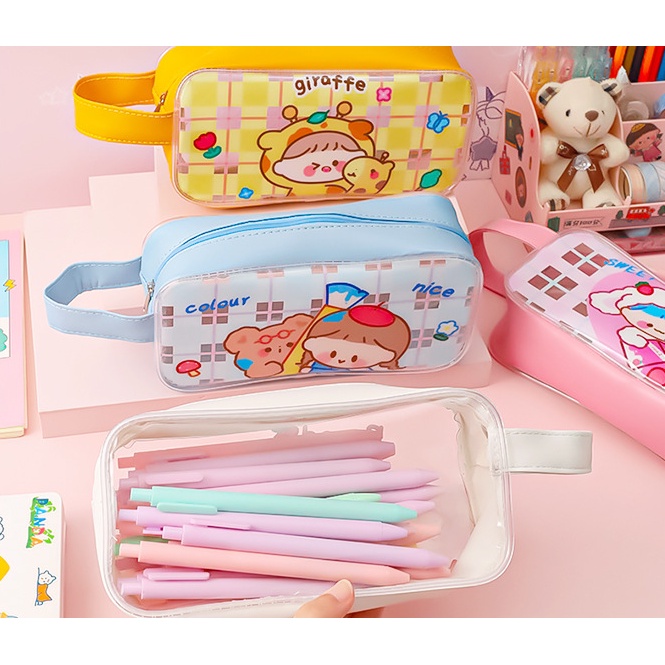 Tempat Pensil JUMBO KARTUN Anak Perempuan KOSTUM / Tepak Tempat Alat Tulis Besar Polos Gambar Cewek Lucu Imut