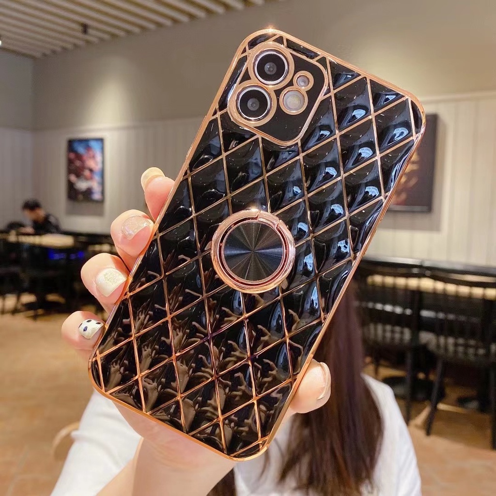 Soft Case Pelindung Lensa 6d Dengan Braket Cincin Untuk Iphone 12 11 Pro Max 7 + 8plus X Xs Max Xr Se 2020