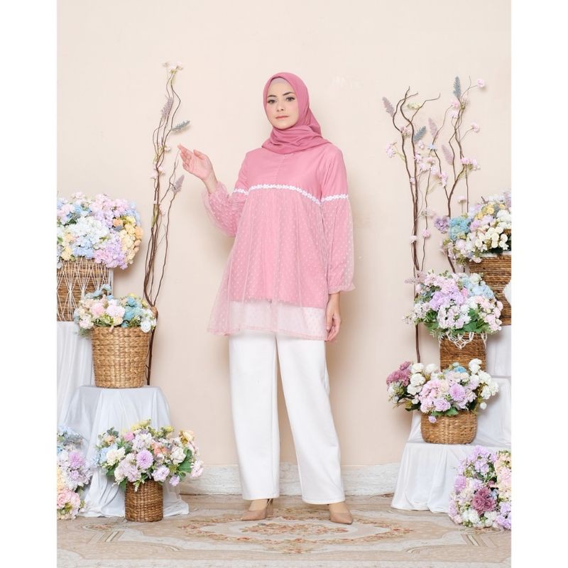 TURIN Tunik Dusty Pink size XL By Hijab Mamah Icis