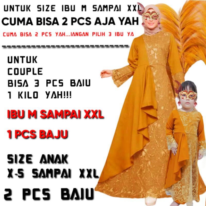 GAMIS KELUARGA PASANGAN SET BRUKAT PREMIUM TERBARU FASHION MUSLIM PARTY DRESS WANITA