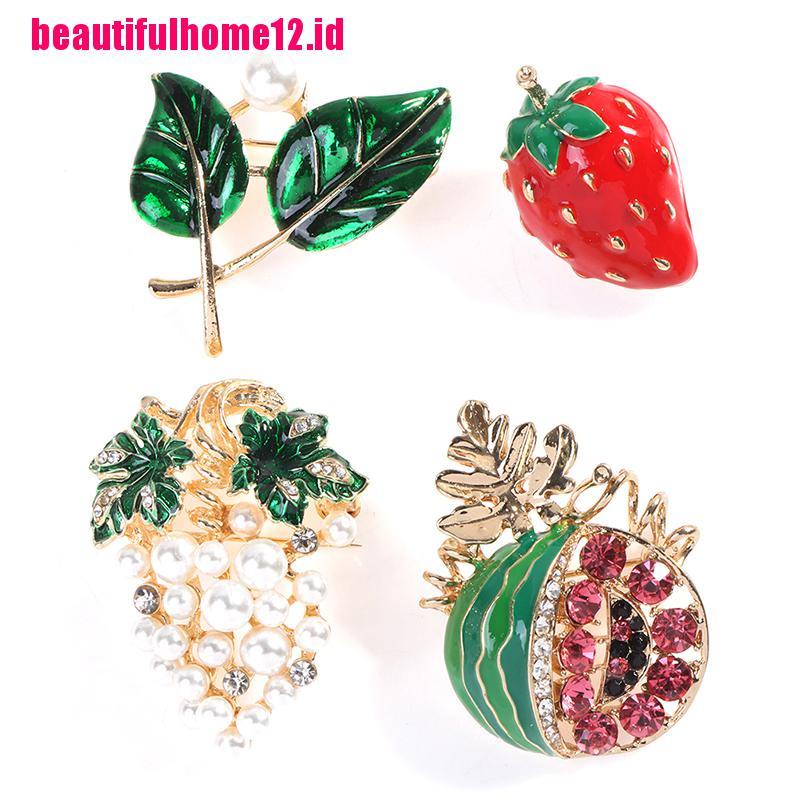 1 Pc Bros Pin Bentuk Buah Aksen Mutiara Bahan Alloy Untuk Wanita