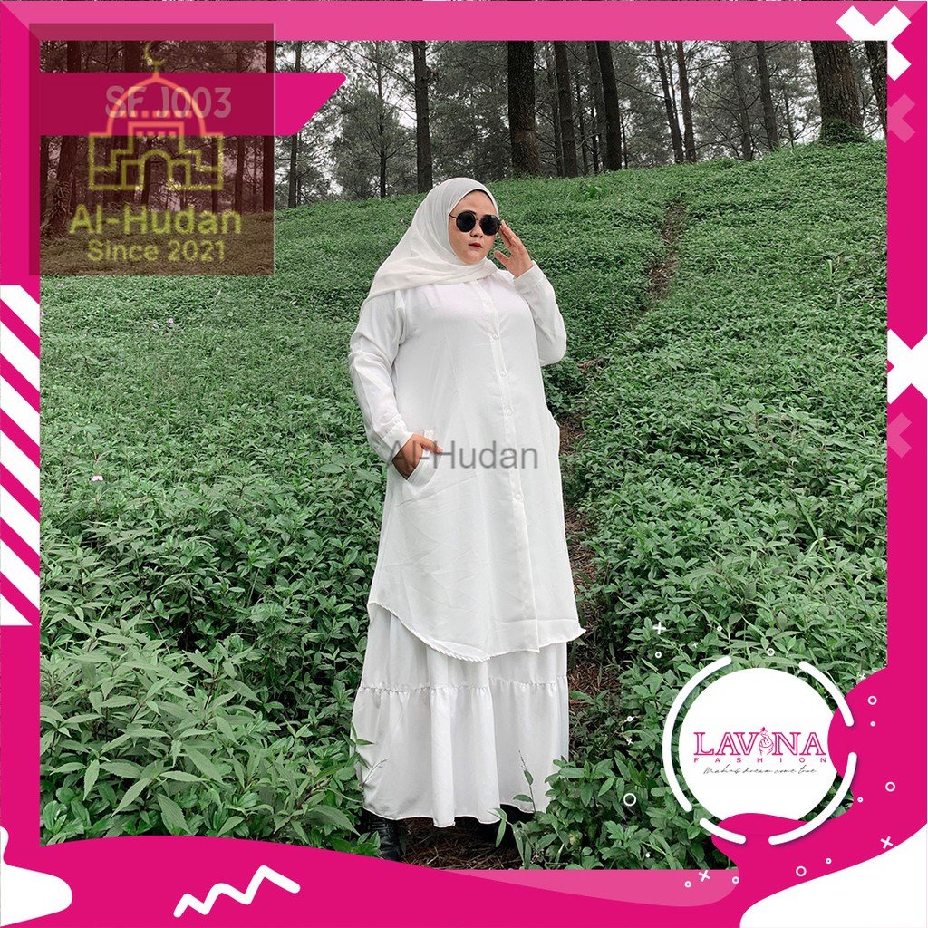 Alhudan  Baju Tunik Atasan Wanita Muslim LF003J Tunik Jumbo Polos LD 130 cm