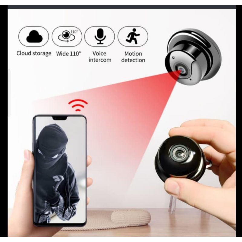 IP Camera wireless mini V380 kamera CCTV HD A1 pantau jarak jauh WiFi night vision