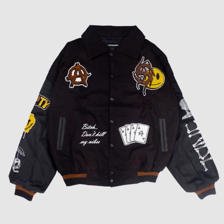 SAINANGEL " Anarchy Varsity Jacket " Black