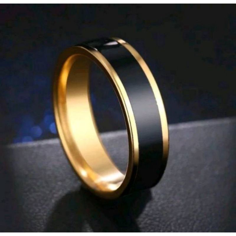 4s Grosir Solo || Cincin Epoxy Hitam list Silver dan Gold Titanium || Cincin titanium list epoxy ANTI LUNTUR &amp; KARAT || Cincin couple Hitam Titanium Stainless steel list putih dan kuning anti karat selamanya Fashion Ring