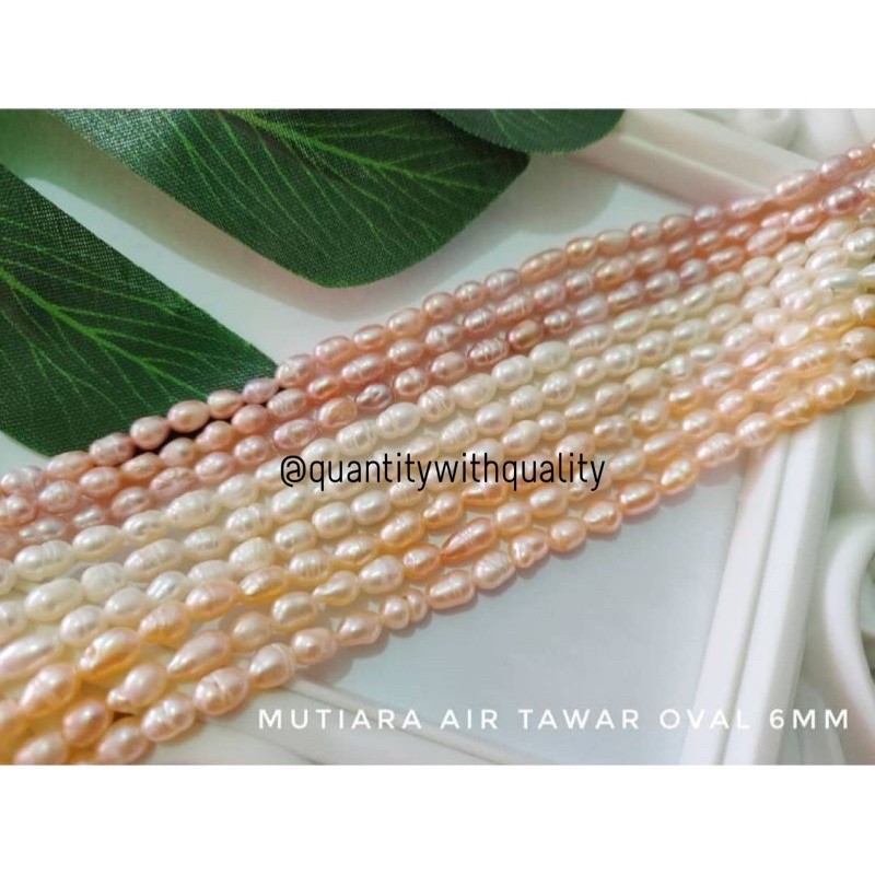 MUTIARA AIR TAWAR OVAL Lombok PREMIUM QUALITY ukuran 6-16mm putih peach lavender