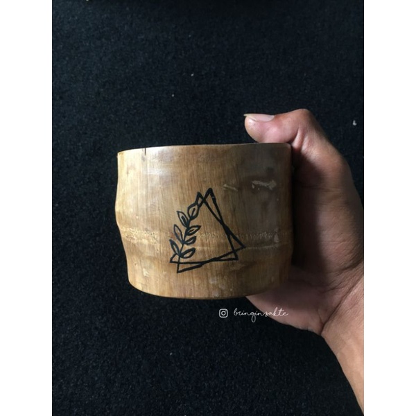 pot bambu rustic pot kaktus pot skulen pot unik pot lucu pot bambu