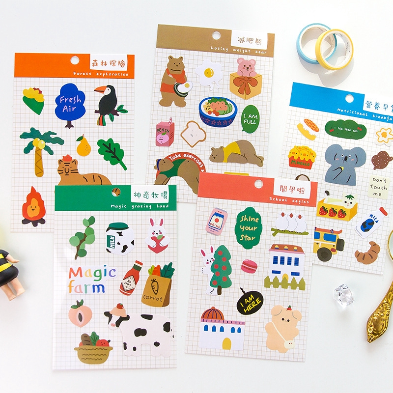 

1 Lembar Stiker Pvc Motif Print Kawaii Untuk Dekorasi Scrapbook Diy