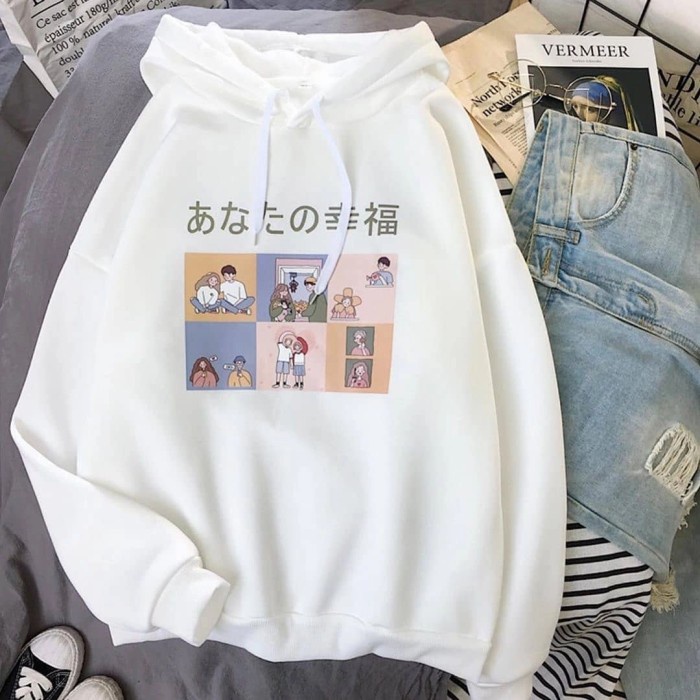 Sweater Jepang/Sweater Hoodie/Hoodie Jepang/Hoodie Tebal Lembut - Putih Stok Terbatas