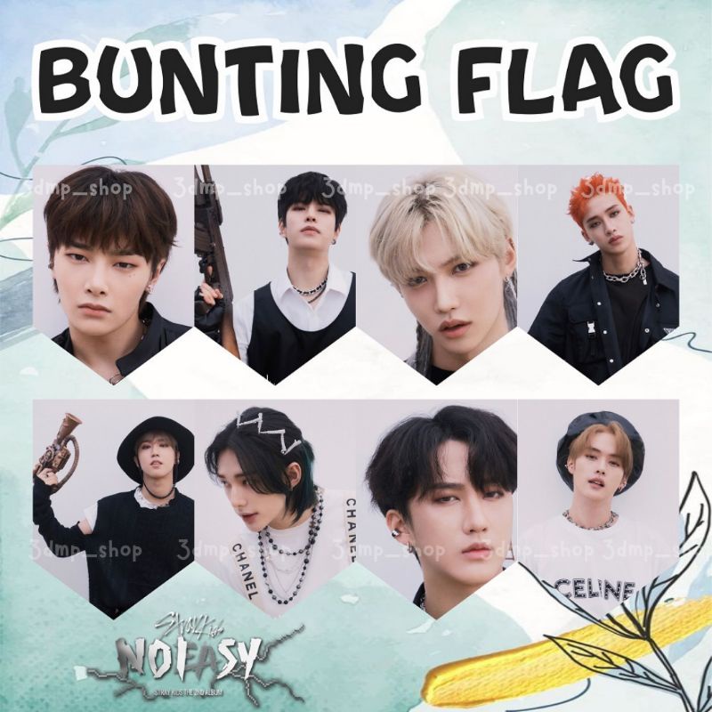 [8 lembar] bunting flag garland hiasan pajangan dinding stray kids noeasy