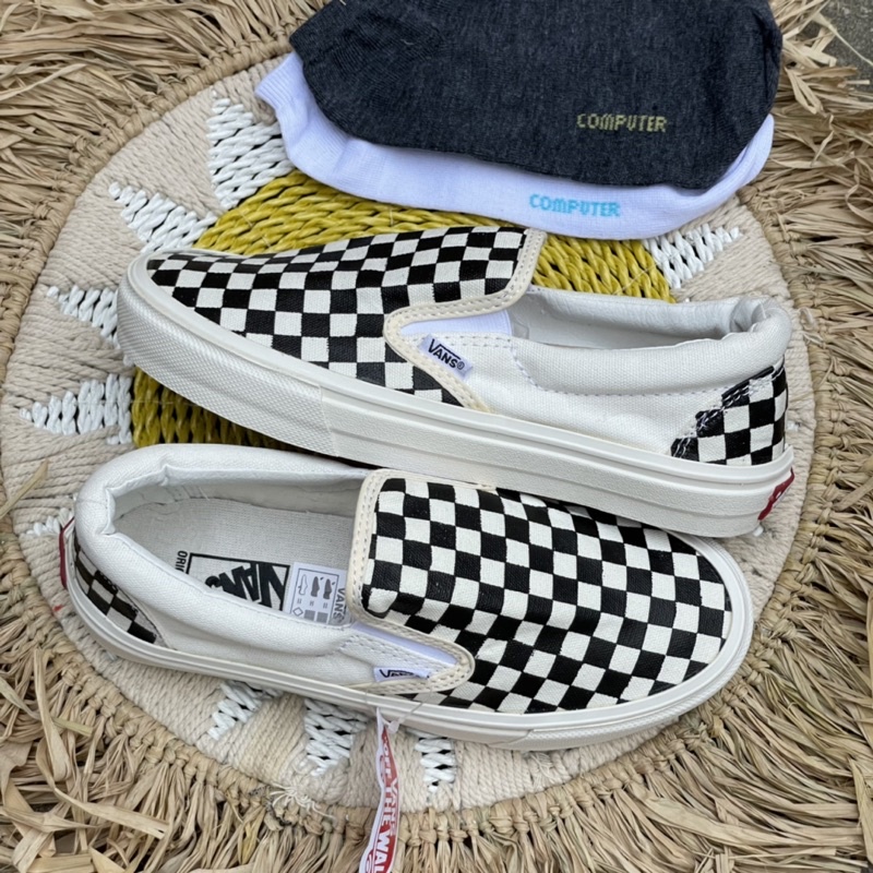 (GRATIS KAOS KAKI) 100% Real Pict Sepatu Vans Slip On Checkerboard