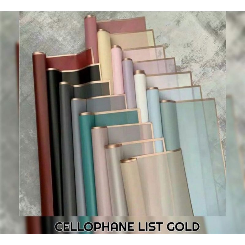 kertas cellophane list gold/kertas buket/kertas florist