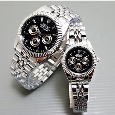 8 WARNA FREE BOX & BATERAI JAM TANGAN COUPLE ROLEX RANTAI ROLEX COUPLE RX004