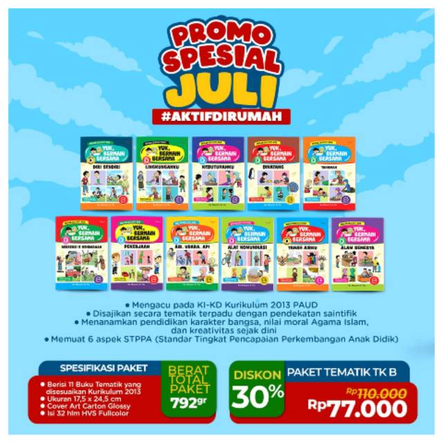 PAKET 11 BUKU TEMATIK TK B FULL COLOR - ZIYAD