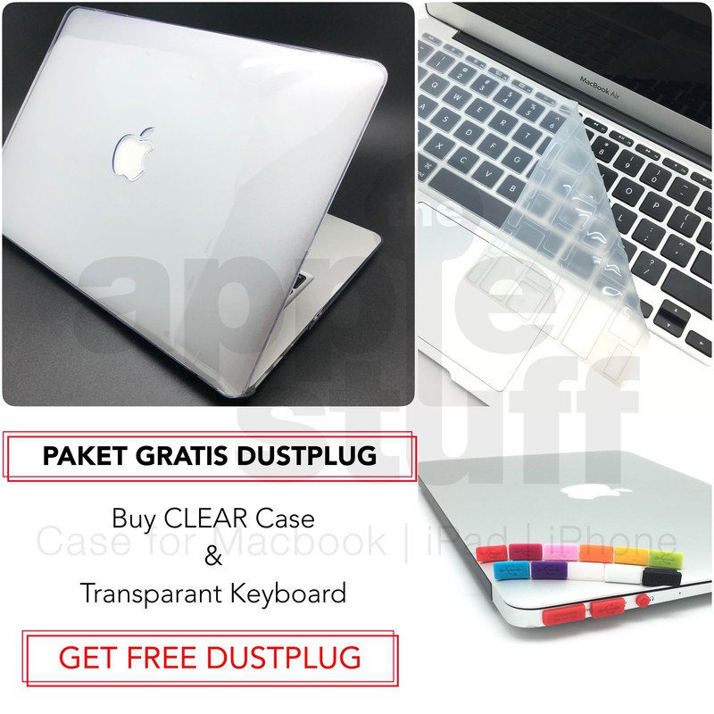 PAKET GRATIS DUSTPLUG MacBook Clear Case dan Keyboard Bundling Package