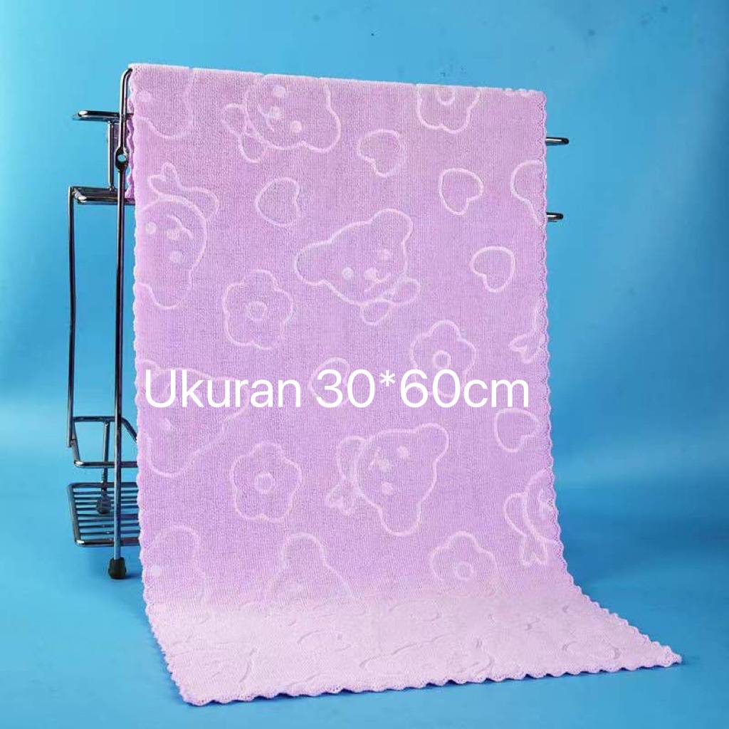 Handuk Mandi Microfiber Bulu Premium 35 x 75 cm Handuk Muka Super Nyerap Air Tebal