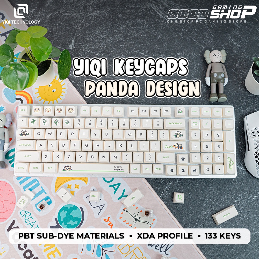 Yiqi Keycaps Panda PBT Dye-Sub XDA Profile