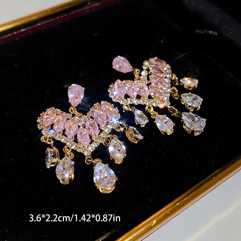 Anting Tusuk Gantung Bahan Sterling Silver Desain Kupukupu Hias Zircon Untuk Wanita Butterfly