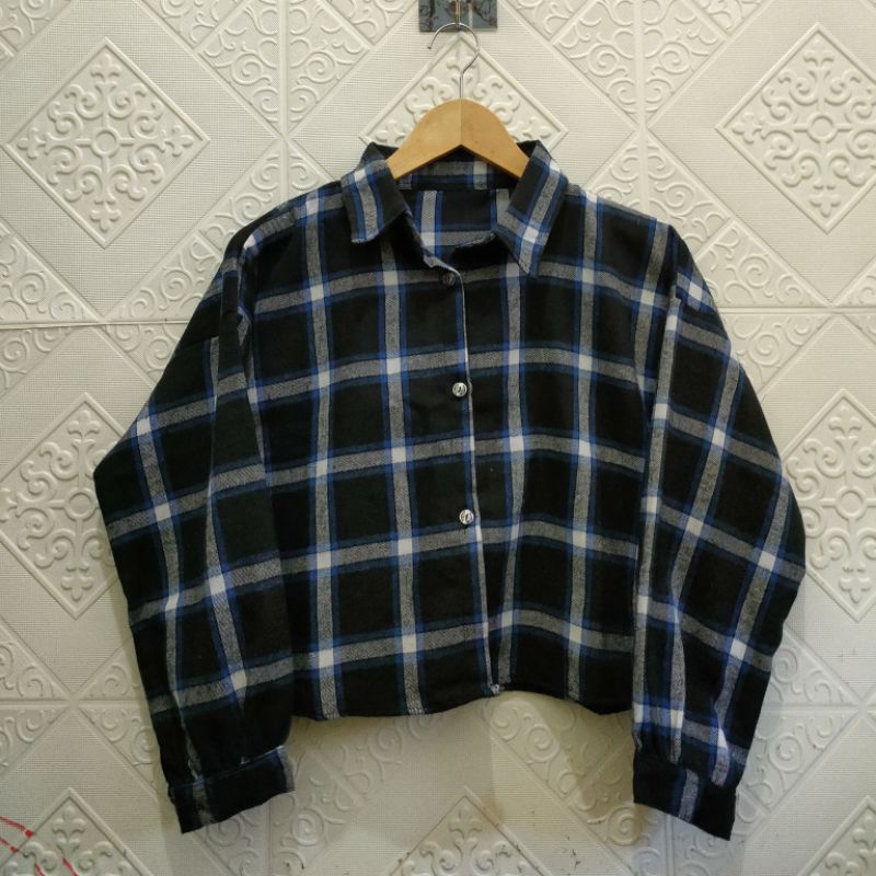 crop top tartan / crop top flanel / kemeja crop wanita-Motif 11