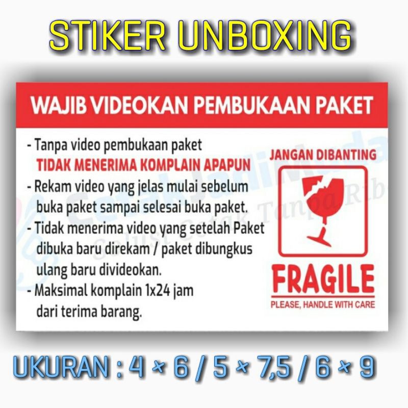 

STIKER UNBOXING HARGA PER 20 PCS