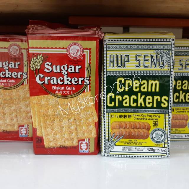 HUP SENG Sugar Crackers, Cream Crackers &amp; Deluxe Vegetable Cracker impor Malaysia / Biskuit Gula / Biskuit Cream Asin / Biskuit Krim Asin / Biskuit Sayuran