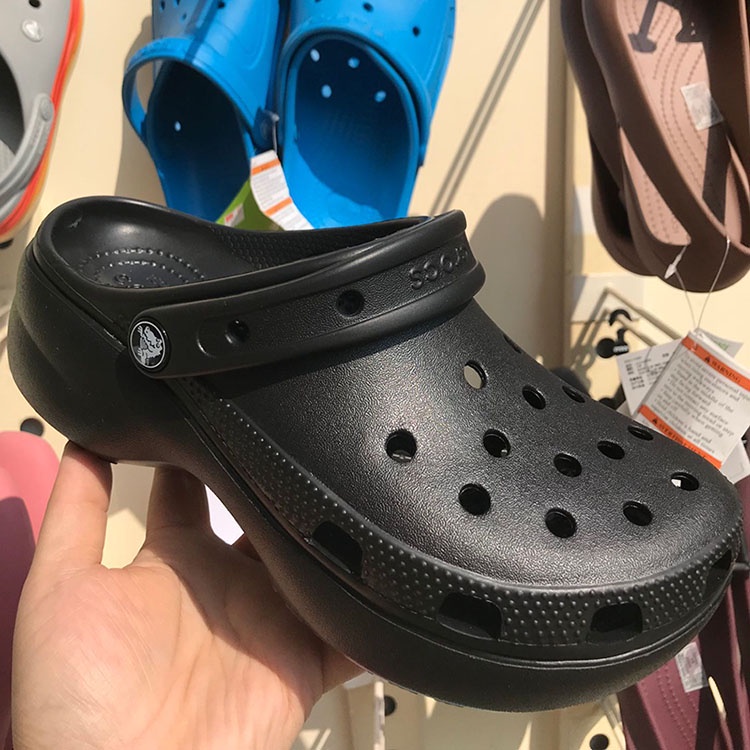 Crocs Classic Platform Clog / Sandal Wedges / Sandal Wanita / Fashion Wanita / Fashion Korea / Sandal Karet - Black