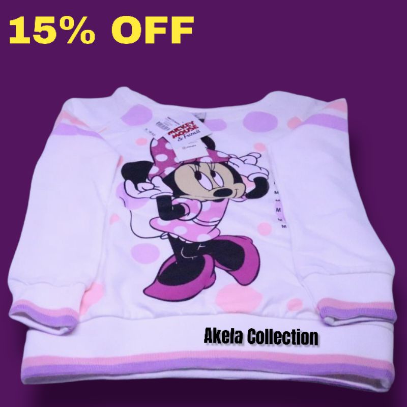 Jaket Sweater Anak NEVADA DISNEY Minnie Mouse Lengan Panjang Polkadot Putih Original