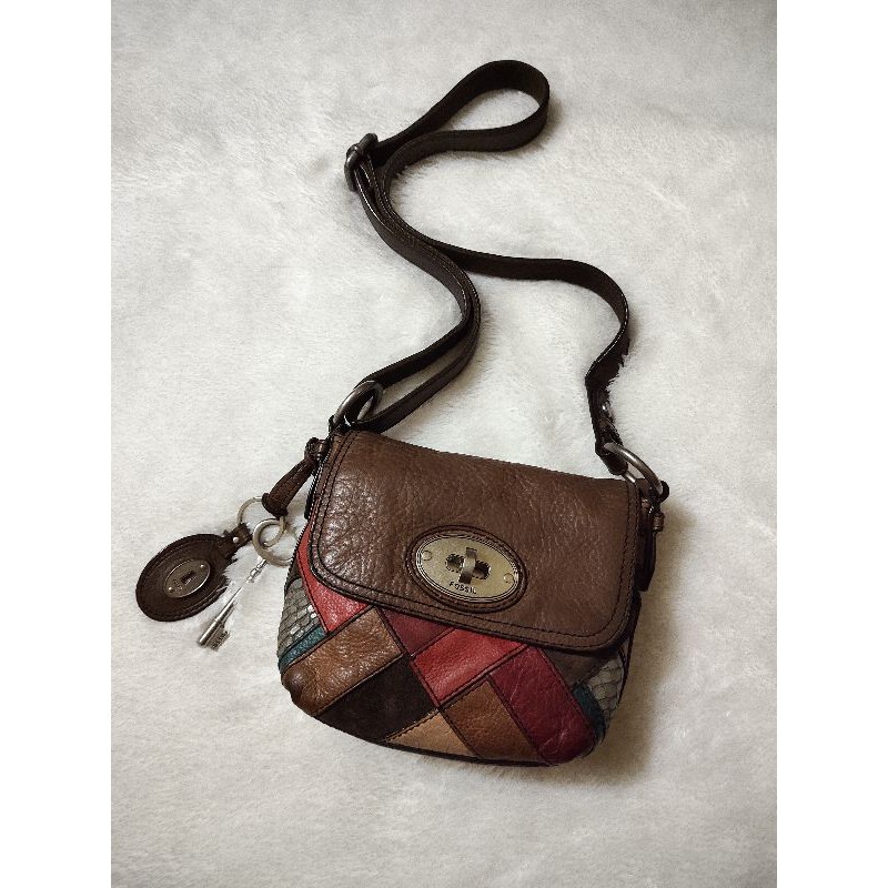 Fossil Maddox Dark Patchwork Sling bag Preloved Pl