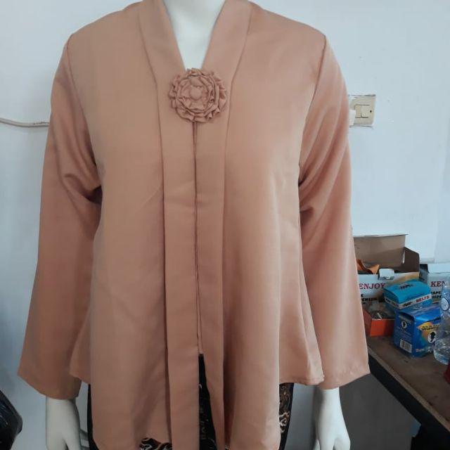 (P92/100) Kebaya floy TANGAN PANJANG kutubaru std-jumbo busui kartini KeroncongBusana (PJG)-Coklat susu