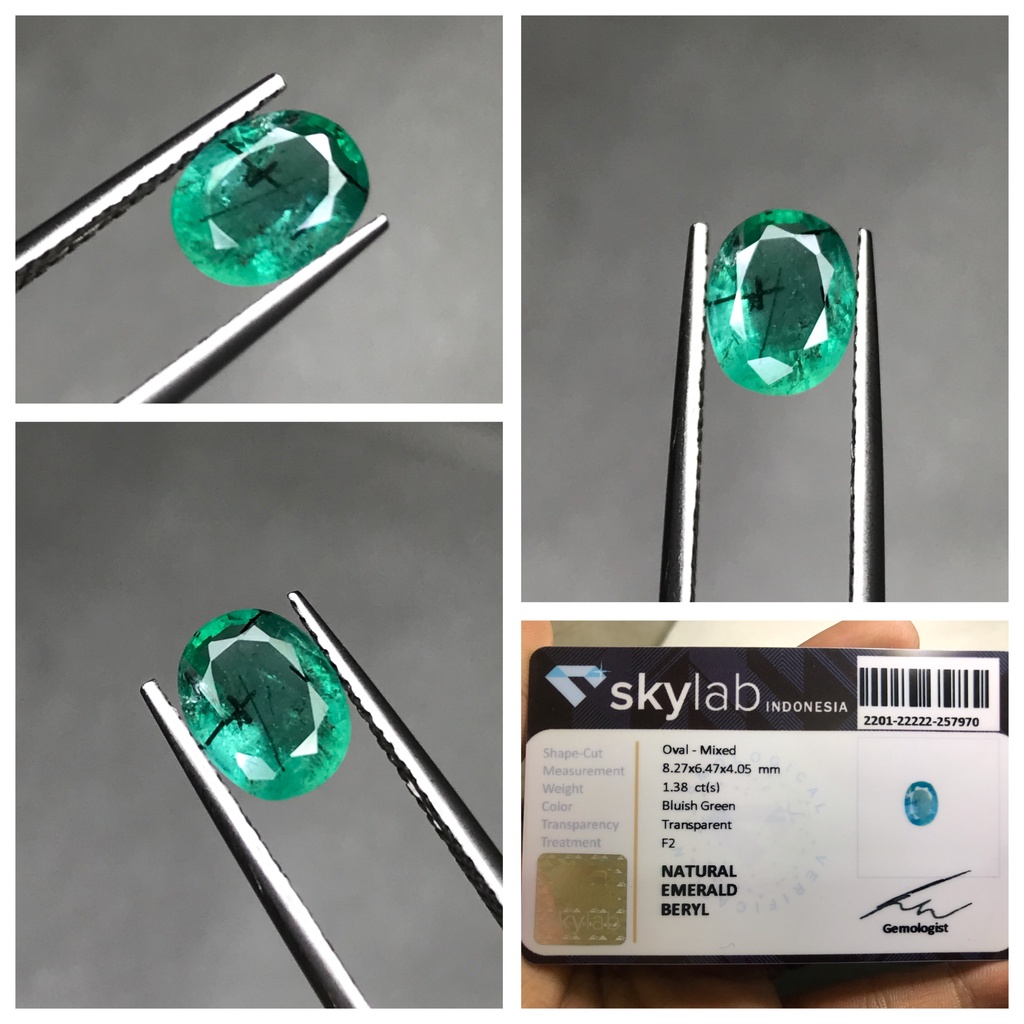 Natural 1.38ct Emerald Beryl Zamrud Jamrud Zambia