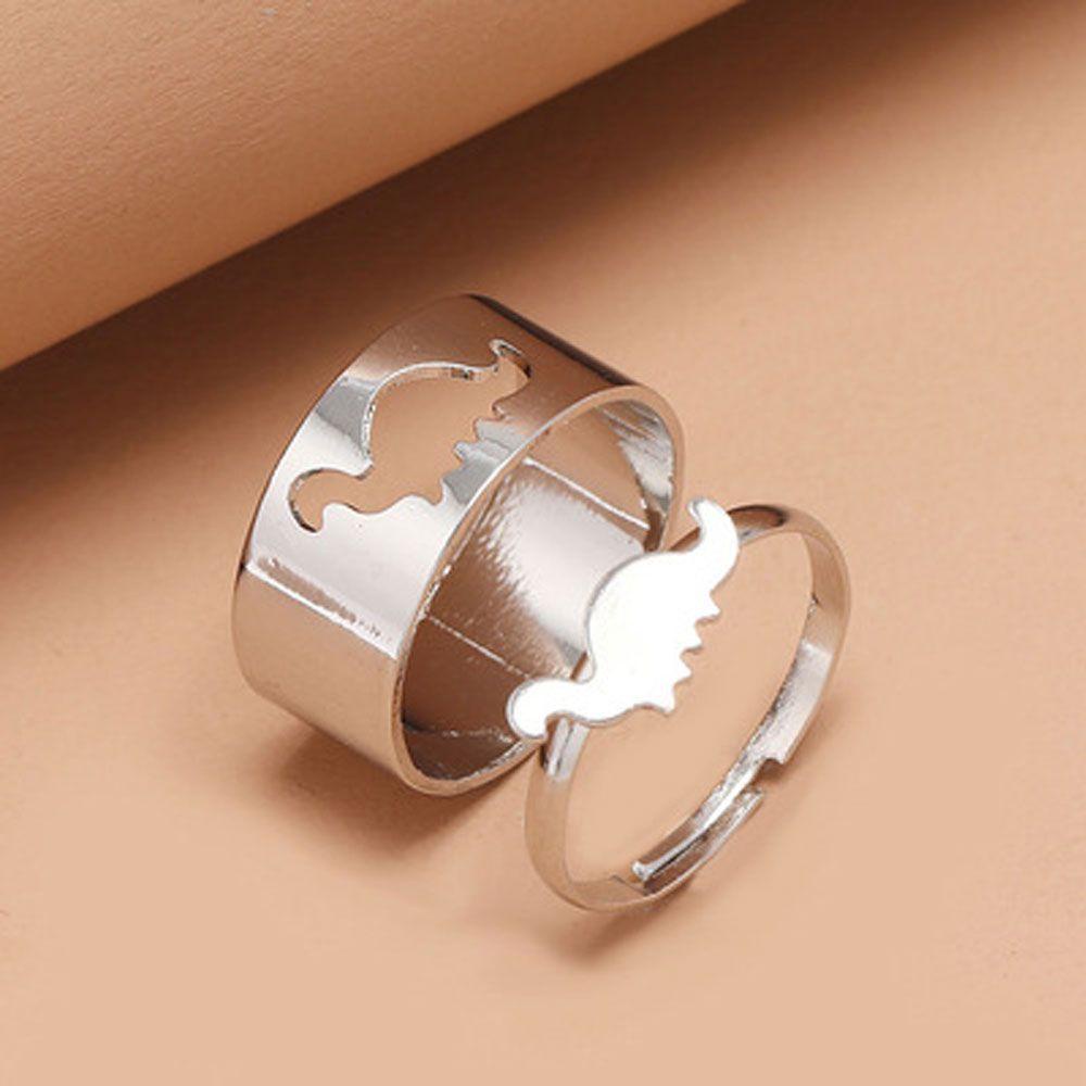 Lily 2Pcs/Set Cincin Mode Baru Kesederhanaan Bentuk Dinosaurus