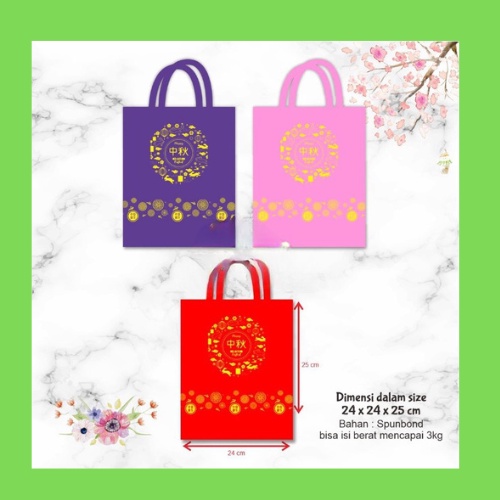 

Tas spunbond tema mooncake goodie bag gift bag tas hampers handle bag packaging bingkisan hadiah 24 x 24 x 25 cm (5pcs)