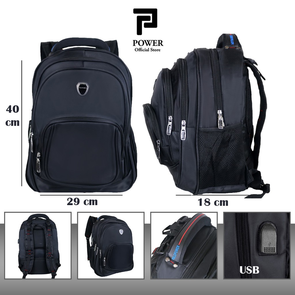 POLO POWER Tas Pria Ransel Laptop 16 inc USB Portable Tas Laptop Pria Expanding Ransel Pria Trendy Tas Ransel Sekolah SD-SMP Backpack School Import Tas Sekolah Polo