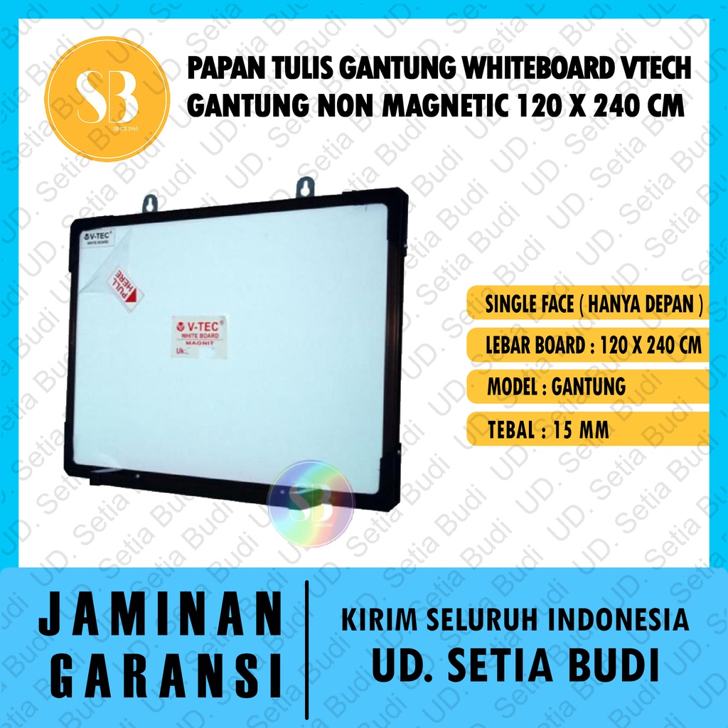 Papan Tulis Gantung Whiteboard Vtech Gantung Non Magnetic 120 x 240 CM