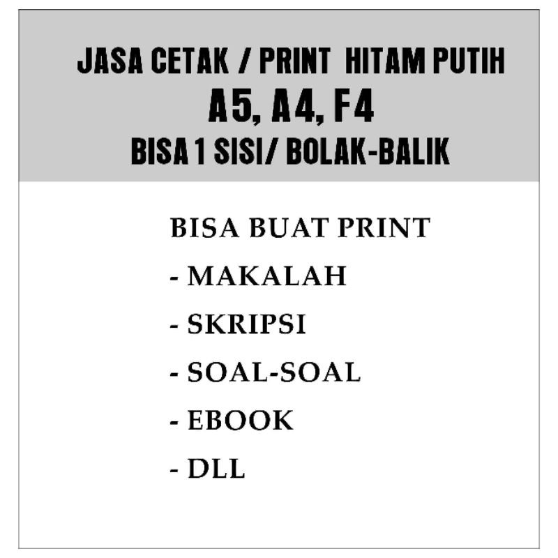 

jasa cetak/print hitam putih